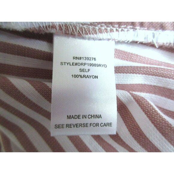 DR2 Daniel Rainn Dk Rose Pinstripe Ruffled Long Sleeve Button Up Shirt 2X NEW - Picture 7 of 9